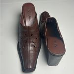 Western Mules Women's Size 8 MIA Brown Leather Leaf Cut Out Slip On Heel Photo 3