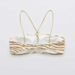 Aerie NWT  Pique Animal Print Keyhole Bandeau Bikini Top Soft Muslin Size M Photo 2