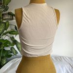 Nuetral beige ribbed sleevless cropped tank top Tan Size M Photo 2