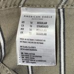 American Eagle  Pants Striped Olive Green Twill Wide Leg Striped High Waist Sz 16 Photo 4