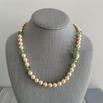 Gorgeous Beaded Necklace Glass Pearls Green Crystal & A Colorful Focal Beads Multiple Photo 0