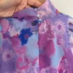 ZARA  Choker Chiffon Blue Pink Long Sleeve Top Ruched 70s Party Blogger Summer Photo 4