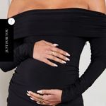 NWT CLUB L LONDON KayleeBlack Ruched Strapless Long Photo 4