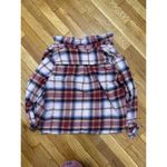 Old Navy  Size Small Pink Multicolor Cropped Plaid Flannel Boyfriend Shirt Photo 11