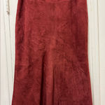 Vakko Medium 90s Boho Deep Strawberry Red Suede Midi Size 6/8 mermaid skirt Photo 0