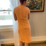 Vintage Mod Peach sleeveless mock turtleneck pleated sheath wiggle dress Orange Photo 11