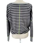 One Step Up Pullover Sweater Womens Size L Gray Black Striped Drop Shoulder Size L Photo 1