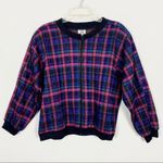 Vintage Purple & Pink Plaid Zip Up Jacket Purple Size L Photo 2
