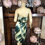 The Limited  GREEN, PURPLE AND BLUE PRINT STRAPLESS SILK DRESS WITH BELT NWT (12) Photo 2