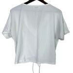ZARA Textured Detail Keyhole Tie Front Short Sleeve V Neck Crop Top S White Photo 10