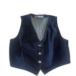 ZARA NWOT  Denim Vest Waistcoat Indigo Bloggers Fave XL Photo 7