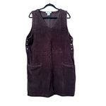 Eddie Bauer VTG Corduroy V Neck Jumper Dress Brown Tall L Button Side Pockets Photo 1