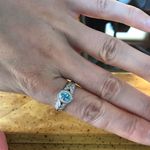 Natural Blue Zircon Moissanite Sterling Silver Ring Size 9 Photo 2