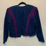 Wanted by Beads Beautiful fringe denim jacket sz L western cowgirlcore 90s Blue Size L Photo 5