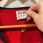 Groovy 80’s vintage holiday wool knit sweater vest ‘Merica 4th of July Christmas Red Size L Photo 2