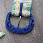 Colorful Knit Belt with Chunky Blue Buckle Photo 7