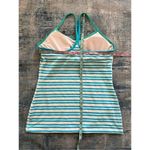 Lululemon  Power Y Twin Stripe Spry Blue White Athletic Tank Top Size 10 Photo 2