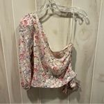 EXPRESS Cute creamy blush floral ruffle crop silky 1 shoulder crop top mermaid fairy Photo 8