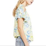 Free People ‎ Yellow Baja Babe Printed Cold Shoulder Short Sleeve Top Size XS Photo 2