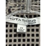 Notations  Brown/Black Squares Button Up‎ Long Tab Sleeve Blouse Pocket Size 2XL Photo 1