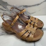 Gabor Womens Tan Leather Low Wedge Sandals US Sz 9 Strappy Comfort Festival Boho Brown Photo 0