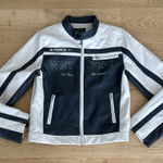 White Fox Boutique White Fox Biker Jacket PU Night Off Size S/M White Black Photo 0