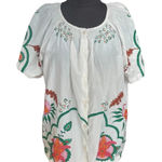 Tucker NYC Ecru Dutch Blossoms Blouse Top Shirt Floral Silk Women's Size Medium White Photo 0