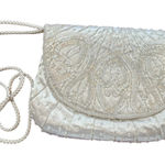 Vintage Satin Beaded Bridal Crossbody Evening Purse White Wedding Bag Photo 0