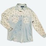 ⭐️Vintage 80’s GITANO Floral Denim Button Down Top Blue Size L Photo 0