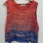 Sam & Lavi Womens Pink Blue Tank Size M Boho Fringe Artsy Ombre Summer Sunset Size M Photo 0