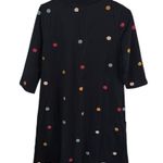 Eshakti Custom Black Dress polka dot embroidered V-neck loose tunic Photo 1