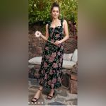 Lulus NWT Glorious Garden Black Floral Print Burnout Velvet Maxi Dress sz XS Photo 1