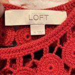 Loft red tank swing dress medium sleeveless crochet neck button closure Photo 3