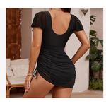 Womens FactMe One Piece Swimsuit XL Black Tummy Control Swim Dress Ruched Side Photo 14