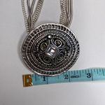 Chico's Chico’s Silver-Tone Byzantine Style Medallion Pendant Necklace Crystal EUC OS Photo 7