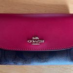 Coach Women's Vibrant Pink and Brown Wallet colorful classic designer rare Photo 1