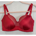 Frederick's of Hollywood  Red Push Up Bra Padded Underwire Mesh Bow‎ 34DD Photo 0