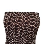 White House | Black Market WHBM Chiffon Giraffe Animal Print Smocked Strapless Midi Dress Sz 12 Ruffle Hem Photo 4