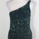 Mi Ami Green Sequin One Shoulder Mini Dress NWOT Size Small Formal Sequin Dress Photo 2