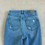 American Eagle comfort stretch waistband blue distressed mom blue high rise jean Photo 3