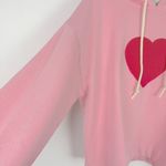 Loft NWT  Heart Relaxed Fit Terry Hoodie Sweatshirt Pink Size XL NEW Photo 4