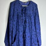 Rebecca Taylor  blue silk long sleeve pockets belted front frill dress tunic 6 CP Photo 2