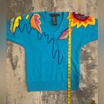 Source Unknown Diffusion Vintage Colorful Embroidered Blue Sweater Photo 4