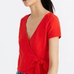 Madewell Texture & Thread Jacquard Wrap-Tie Top in Ripe Persimmon Size XL Photo 0