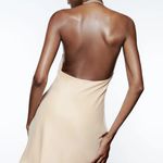 ZARA Satin Like Beige Tan Stones Party Cocktail Wedding Mini Dress Photo 2
