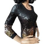 Bloomingdales C by cashmere mix sequenced cardigan black gold silver size small Photo 4