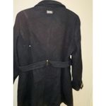 Calvin Klein Black Wool Belted Wrap Coat Women Lined Winter Jacket Toggle Cuff Photo 4