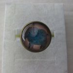 Elephant Pattern Glass Round Bronze Ring Photo 0