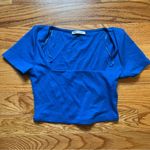 ZARA  blue square neck crop top size large Photo 0