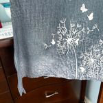 Oversized Dandelion Graphic Tunic XL, Boho Neutral Flowy Blouse Gray Photo 3